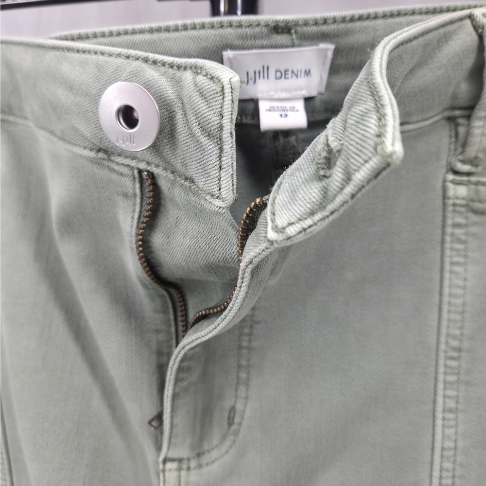 J Jill Denim Skirt Women's Size 12 Green Stretch Pencil Midi‎ Casual Classic